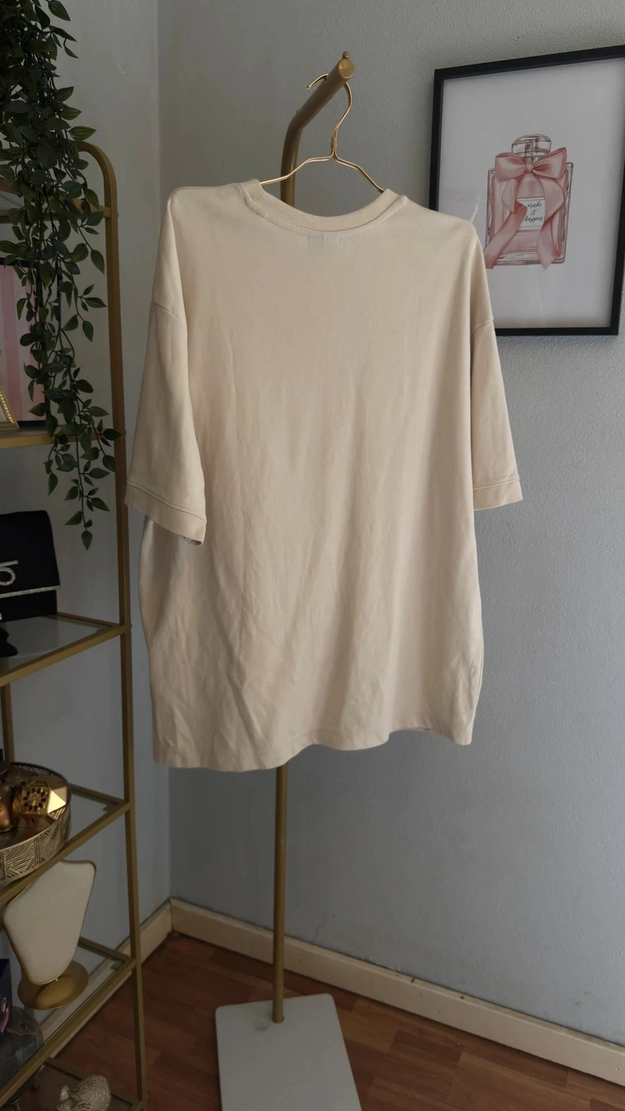 Mooie Bege / Crème Oversized Minimalistische T-Shirt • XL • TN273 – photo 4